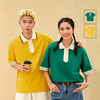 240g Vintage Style Half-Zip Kleurblok Effen Katoen Ademend Machinewasbaar Gebreid Digitaal Geprint Op Maat Gemaakt Korte Shirt Heren