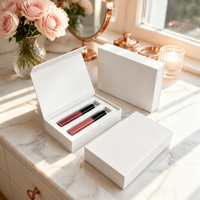 Caja de Regalo Magnética Blanca para Brillo Labial, Tamaño Personalizado, Empaque para Tubos de Brillo Labial para Marcas de Belleza