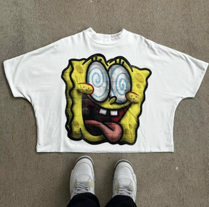 Camiseta personalizada con serigrafía de seda pesada con hombros descubiertos, Camiseta corta holgada de algodón puro 100%, camiseta con forma de caja extra grande - Product Image 3