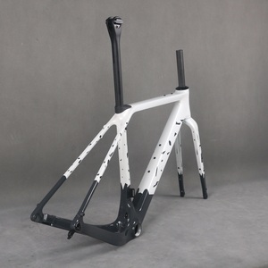 Full Hidden Disc Gravel <b>Frame</b> Carbon Fiber Gravel Bike <b>Frame</b> GR048 Gray and White Speckled Design T47 Bottom Bracket Custom - Product Image 2