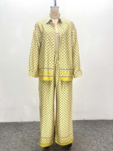 Women's Plus Size Loose Color Clashing Printed Shirt Casual Wide Leg <b>Pants</b> African 2 Pieces Set Fashion - Product Image 5