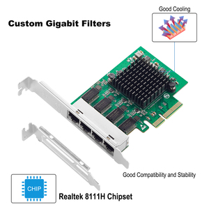 Tarjeta Ethernet Gigabit PCIe X4 Avanzada IOCREST, 4 Puertos RJ45 RTL8111H, Integración de Red Cableada Interna de Alta Velocidad para Computadora M720Q - Product Image 4