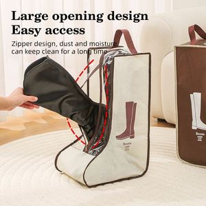 Sacs de rangement portables pour bottes, sacs à chaussures anti-poussière pour le rangement, organisateur de bottes hautes zippées, sac de protection avec poignée - Product Image 5