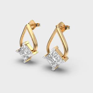 Pendientes de Diamantes Cultivados en Laboratorio con Corte Princesa, Certificados por IGI, Chapados en Rodio, Oro Blanco/Rosa/Amarillo de 14K, para Regalos de Aniversario o Fiesta - Product Image 2