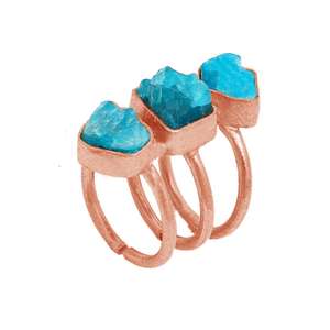 Bague brute en appatite véritable faite à la main, bijoux en argent plaqué or sterling 925 vente entière fabrication exportateur Casa De Plata - Product Image 3