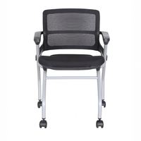 Chaise de bureau en plastique Kabel, chaise de visiteur, chaise de formation avec roulettes, avec tables attachées, bras de tablette pliable