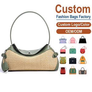 Bolso de hombro de cuero de grano entero y tejido de paja – Silueta vintage inspirada en el estilo resort | Perfecto para el uso diario y para viajar con estilo. - Product Image 1