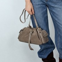 Sac à bandoulière plissé en cuir PU haut de gamme, style vintage européen-américain, avec cordon de serrage, pour femme