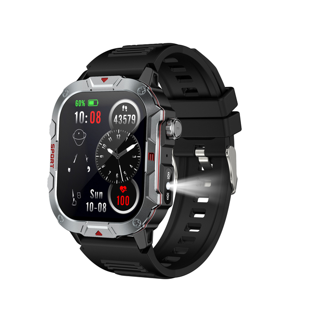 Unique C40 Pro Smartwatch with Flashlight 2.01" BT Calling Health Tracking Games Smart Island Outdoor Sports Smart Watch for Men