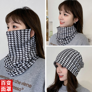 Women's Versatile Face Mask <b>Neck</b> <b>Warmer</b> Lattice Print Windproof Warm Outdoor Cycling Scarf - Product Image 1