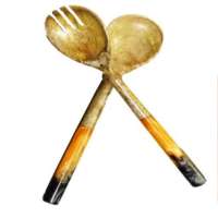 Ensemble d'ustensiles de service en bois d'acacia avec poignée blanche moderne, fait à la main, bois de manguier naturel, qualité supérieure, finition satinée