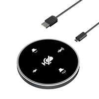 Micrófono Dinámico de Escritorio USB Omnidireccional de 360 Grados con Altavoz de Radio para Uso en Mesas de Conferencia, Metal y Plástico