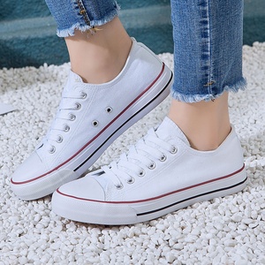Venta al por mayor zapatillas de deporte blancas planas de lona vulcanizadas para <span class=keywords><strong>mujer</strong></span> - Product Image 3