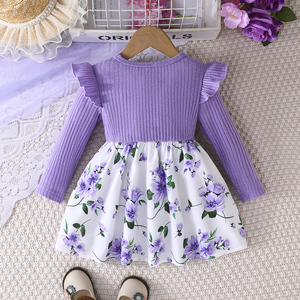 Robes décontractées quotidiennes à la mode pour bébés filles, vêtements pour enfants à manches longues et imprimé animal mignon, longueur genou - Product Image 2