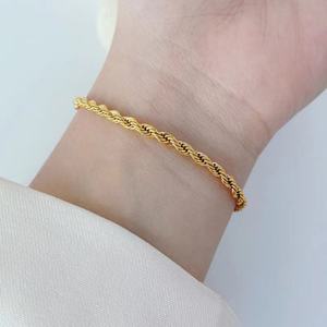 Cadena de Acero Inoxidable Chapada en Oro de 18K, Cadena de Pulsera Trenzada, Suministros para la Fabricación de Joyería, Pulseras de Joyería Fina Resistentes al Agua - Product Image 1