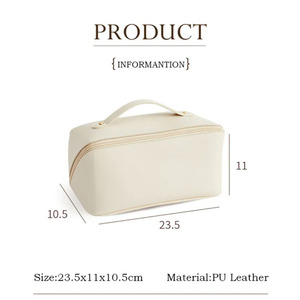 Custom Logo Arrival <b>Big</b> Capacity New Waterproof <b>Travel</b> Toiletry Soft Pu Leather Cosmetic for Women Pouch <b>Bag</b> - Product Image 2