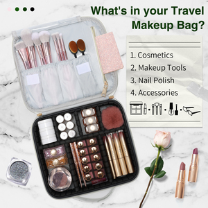 Large Capacity Cosmetic Organizer Bag Travel <b>Makeup</b> Bag with Brush Holder & Zipper Pocket Portable Beauty Storage <b>Case</b> - Product Image 2