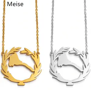 Yiwu Meise Eritrea map with olive wreath emblem necklace Eritrea map necklace