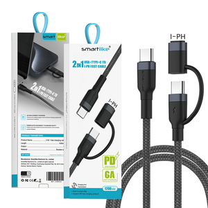Cable de Carga Rápida PD 3.6A 2 en 1 Portátil, Premium, Duradero, de Nailon Trenzado, USB <span class=keywords><strong>C</strong></span> a Tipo <span class=keywords><strong>C</strong></span> para iPhone, Samsung, XM - Product Image 1