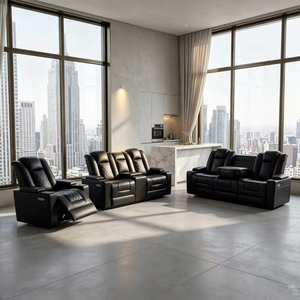 Sofá Reclinable Chesterfield de Cuero Multifuncional Moderno con Portavasos y Almacenamiento Oculto para Comodidad y Estilo en la Habitación de Huéspedes - Product Image 1