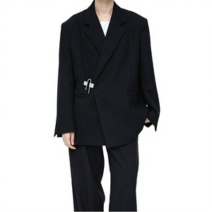 Veste de Costume Décontractée Homme LEDUO en Polyester Noir Coupe Ample Coupe-Vent Anti-Plis Style Américain Tissu Peigné Simple Boutonnage - Product Image 1