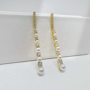 OEM plata 925 sterling <b>silver</b> exaggerate long <b>earring</b> fine jewelry party big dainty <b>chain</b> handmade vintage bridal pearl <b>earrings</b> - Product Image 1
