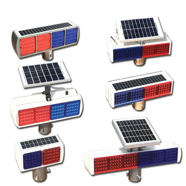 Four sides red and blue solar traffic signal warning strobe light Four sides warning strobe lights LED Solar Warning Light