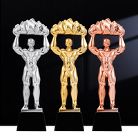 Trophée sportif gravé écologique sur mesure en cristal plaqué or JZ-055 pour la beauté Fitness Compétition Strongman Power Giant