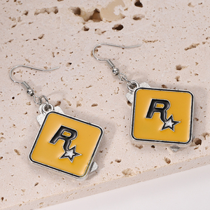 ZRM Boucles d'oreilles tendance en alliage GTA5, pendentif logo R Star, accessoires de voiture <span class=keywords><strong>Grand</strong></span> <span class=keywords><strong>Theft</strong></span> <span class=keywords><strong>Auto</strong></span> 5, vente chaude - Product Image 5