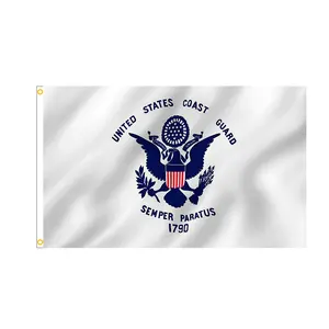 Aozhan Vente en gros Poteau de Offre Spéciale 3X5 ft Stock 100% Polyester Drapeaux de drapeau de la Garde côtière américaine