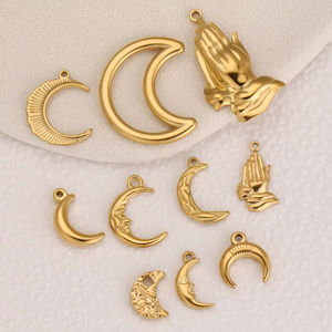 Breloques en forme de <span class=keywords><strong>croissant</strong></span> de lune pour la prière islamique, imperméables, en acier inoxydable, pendentifs souriants pour bracelets, boucles d'oreilles, accessoires de bijoux - Product Image 1