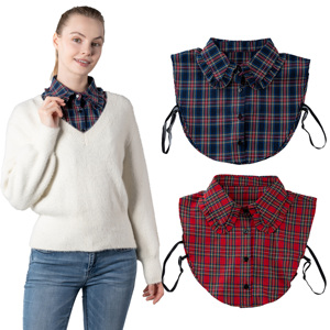 Rode geruite imitatie-strass overhemdkraag met parels, modieus herenmodel, natuurlijke steen, nep-kraag, t-shirt voor mannen, pastorale, klerikaal model - Product Image 1