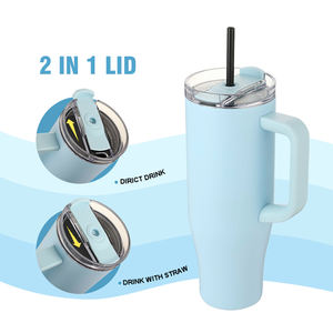 Novedosa Taza de Viaje Personalizada de 40oz, <span class=keywords><strong>Vaso</strong></span> Térmico de Acero Inoxidable de 40oz, <span class=keywords><strong>Vaso</strong></span> Reutilizable de Acero Inoxidable Aislado con Asa y Popote - Product Image 5