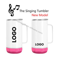 Tasse à musique personnalisée de 16oz 20oz, gobelets sans fil intelligents à sublimation avec haut-parleur Bluetooth, gobelets avec couvercle, chargeur USB