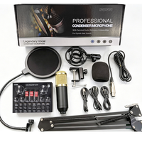Microphone à condensateur BM800, cardioïde, réduction du bruit, kit de carte son V8S, microphone léger et portable pour diffusion en direct