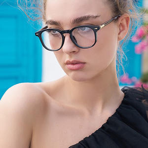 Lunettes optiques rondes ZS-98121, monture en plastique et métal, monture intégrale unisexe, légères, protection contre la lumière bleue, verres plats - Product Image 5