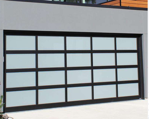 Portes <span class=keywords><strong>de</strong></span> garage intérieures automatiques modernes 16x8 en aluminium sans cadre X8 trempé miroir verre acier moteur <span class=keywords><strong>pour</strong></span> usage domestique - Product Image 1