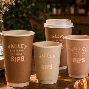 <span class=keywords><strong>Vasos</strong></span> de Papel Desechables Newsense con Logotipo Personalizado, de Doble Pared, para Café y Bebidas Calientes, con Tapa, de 8, 12 y 16 oz - Product Image 1