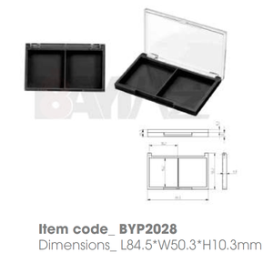 Boîtes en plastique en gros avec logo personnalisé, conteneur compact transparent à double compartiment avec couvercle rabattable pour fard à paupières, contour, blush et illuminateur - Product Image 1