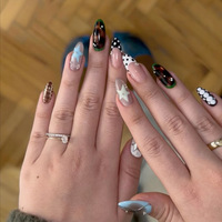 Faux ongles à presser de styles variés, motifs écaille de tortue, étoiles et pois, style doux et cool pour Y2K, festivals de musique, streetwear