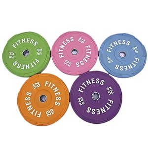 मैकरोन रंग पूर्ण रबर बार्बेल प्लेट्स पुरुषों के लिए बड़े छेद प्रशिक्षण सेट - Product Image 1