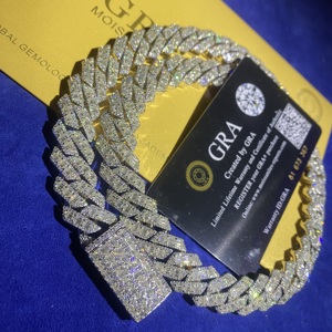 Dây chuyền Cuban Link bạc 925 đính đá Moissanite VVS kiểu Hip Hop Iced Out, bán chạy, vượt qua bài kiểm tra kim cương - Product Image 2