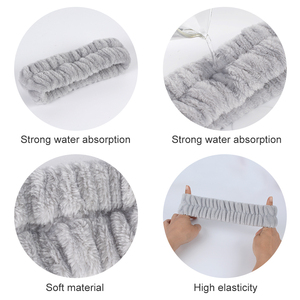 Ensemble de bandeaux et de bracelets de spa <span class=keywords><strong>pour</strong></span> femmes, en polaire corail doux, élastiques, <span class=keywords><strong>pour</strong></span> <span class=keywords><strong>cheveux</strong></span>, avec accessoires <span class=keywords><strong>pour</strong></span> le maquillage au poignet - Product Image 5