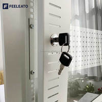 Armoire serveur personnalisable de 19 pouces en acier laminé à froid SPCC avec porte en verre trempé RAL9004-Noir, provenant directement de l'usine, stock ONU
