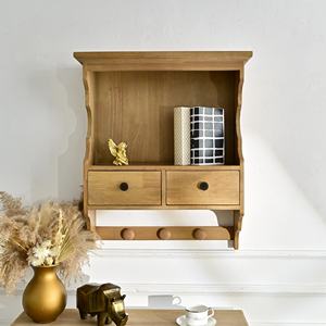 Étagère murale flottante décorative INNOVA Classic pour salon, en bois, avec tiroir de rangement et supports en fer - Product Image 2