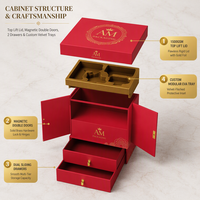 Boîte cadeau rigide personnalisée à double couvercle, à deux niveaux, avec fermeture magnétique, en carton, pour bijoux