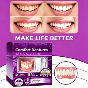 Prothèses dentaires supérieures et inférieures en silicone moulable, ajustement doux et confortable, ensemble de dents artificielles, sourire naturel, confiance, aucune colle requise, soins bucco-dentaires - Product Image 5