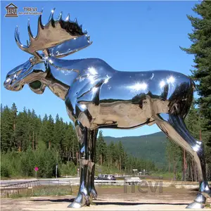 出售装饰金属雕塑不锈钢驼鹿雕像