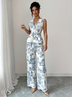 Ladies Fashion Casual Solid Long Loose Wide Leg 2-Piece Outfit Set Shorts Autumn Season Boutique Clothing Wholesale Matching