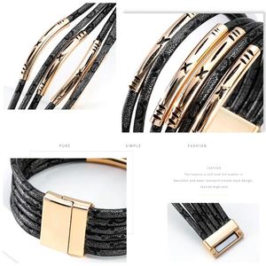 Promotional Activities <b>Bracelet</b> - <b>Boho</b> Style Multilayer PU Leather Woven Cuff Bangle with Rhinestone Jewelry for Women - Product Image 2